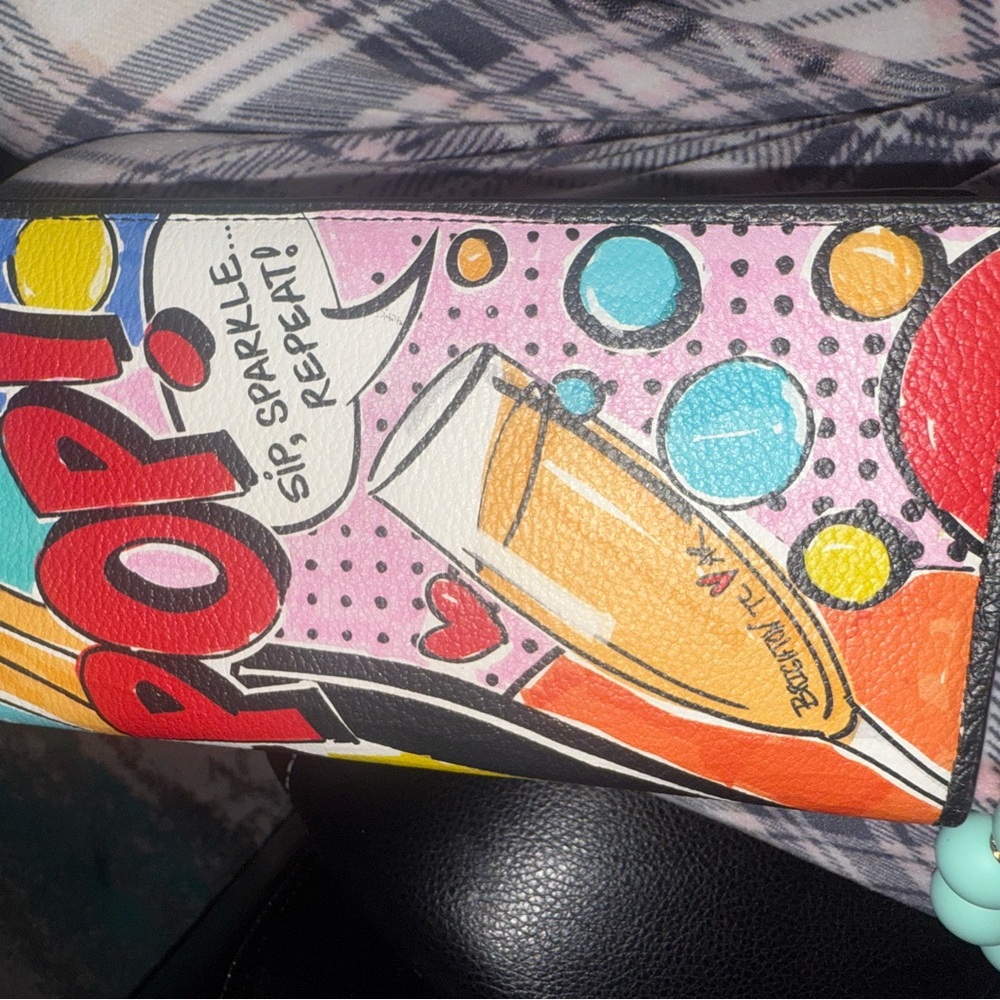 Brighton Pop Art slim wallet. Colorful Pop Art.